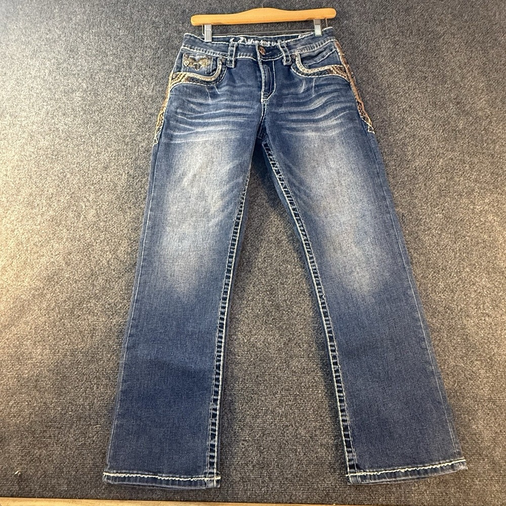 Western Blue Premium Embroidered Straight Fit Jeans Women's 30x30 Western Rodeo